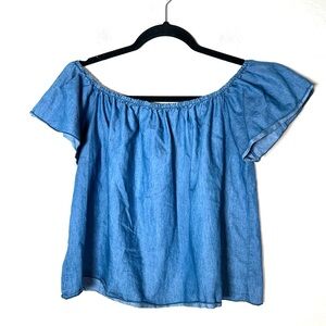 Peppermint Blue Off-Shoulder Blouse top shirt size large L B176